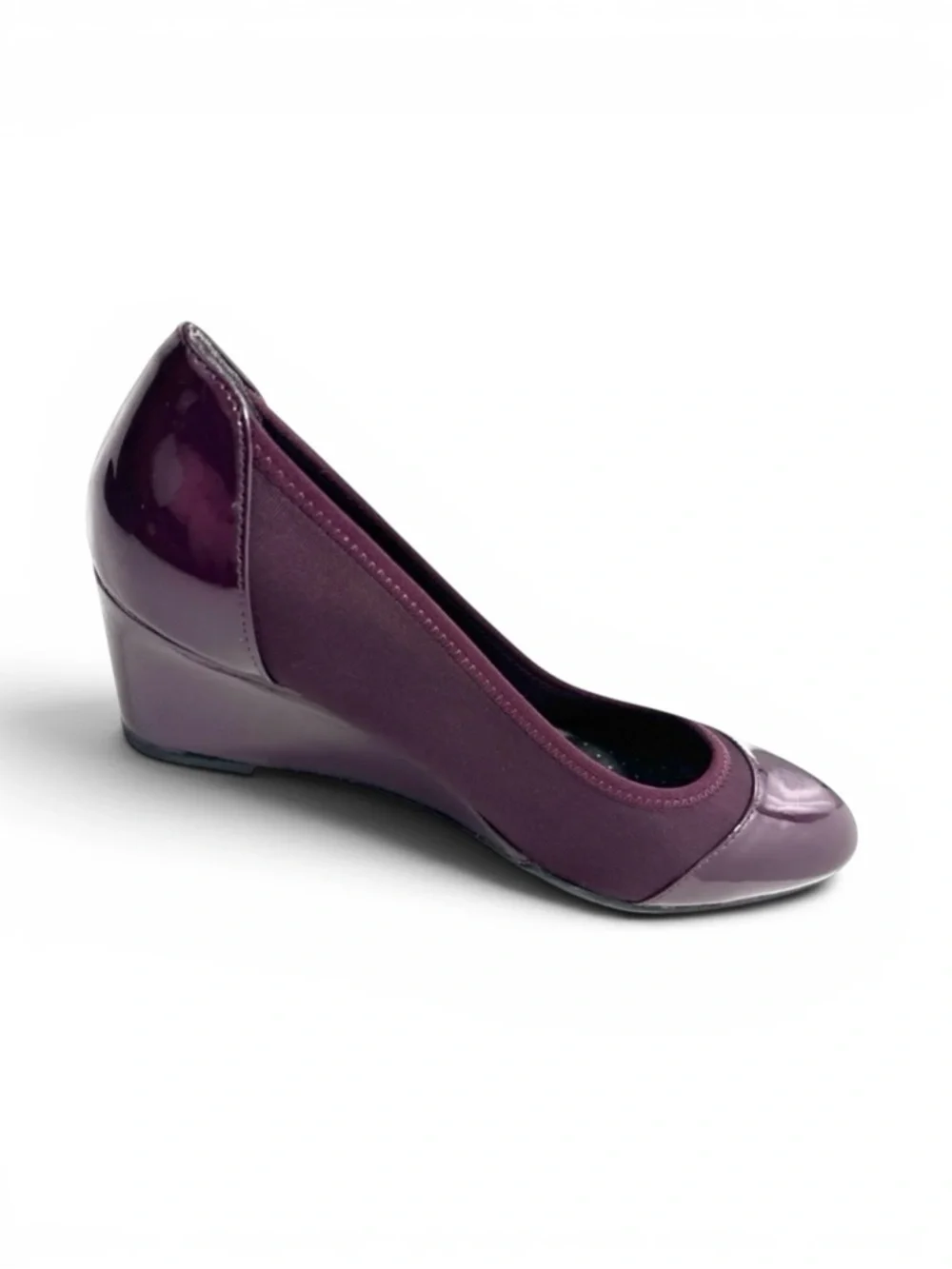 LifeStride Juliana Stretch Wedge Heels Deep Red Burgundy Patent - Size 10W